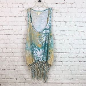 Staring at Stars tank top style netted fringe swimsuit coverup